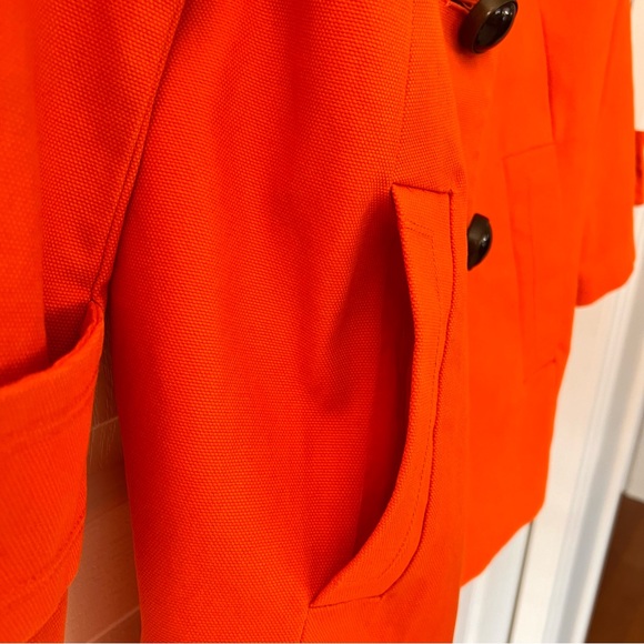 Zara Women's Basic Cropped Jacket Bold Stylish Orange 100% Heavy Cotton Size S - Picture 5 of 17
